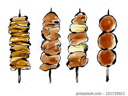 烤雞肉串手繪插畫 烤雞肉串手繪插畫 101730921