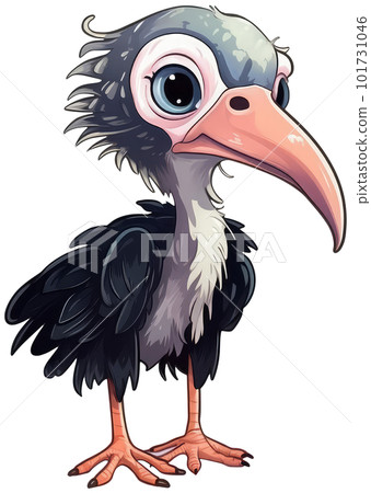 Funny and cute bird transparency sticker, Marabou Stork. Funny and cute bird transparency sticker, Marabou Stork. 101731046