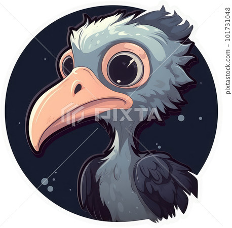 Funny and cute bird transparency sticker, Marabou Stork. 101731048