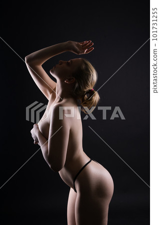 Happy plump body positive blond haired lady posing topless Happy plump body positive blond haired lady posing topless 101731255