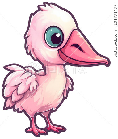 Funny and cute bird transparency sticker, Roseate Spoonbill. Funny and cute bird transparency sticker, Roseate Spoonbill. 101731477