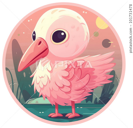 Funny and cute bird transparency sticker, Roseate Spoonbill. Funny and cute bird transparency sticker, Roseate Spoonbill. 101731478