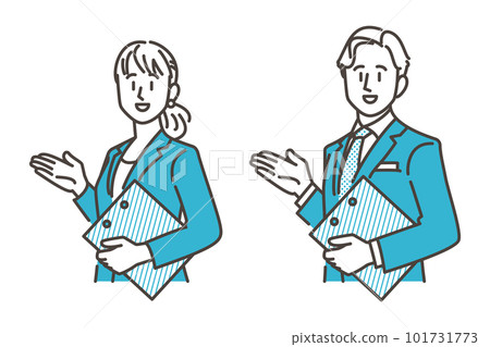 Male and female businessmen to propose, explain, and introduce [vector illustration material] 101731773