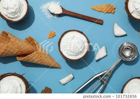 Summer dessert - ice cream, ice cream with coconut Summer dessert - ice cream, ice cream with coconut 101732656