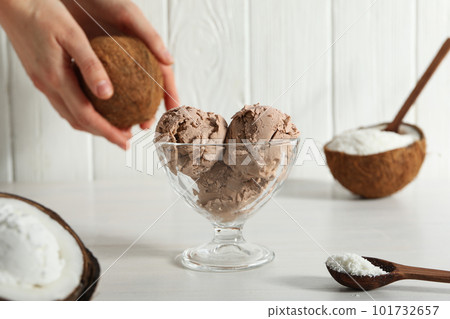 Summer dessert - ice cream, ice cream with coconut Summer dessert - ice cream, ice cream with coconut 101732657