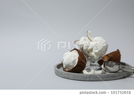 Summer dessert - ice cream, ice cream with coconut Summer dessert - ice cream, ice cream with coconut 101732658