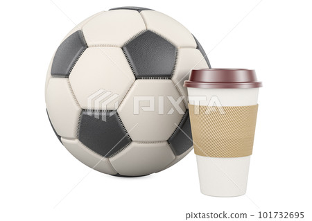 Soccer ball with coffee cup, 3D rendering Soccer ball with coffee cup, 3D rendering 101732695