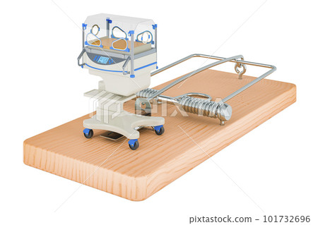 Neonatal incubator inside mousetrap. 3D rendering Neonatal incubator inside mousetrap. 3D rendering 101732696