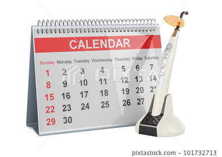 Wireless dental curing light LED with desk calendar, 3D rendering 101732713