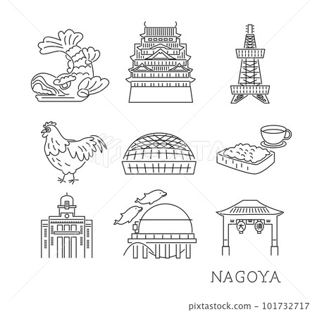 名古屋著名的旅遊勝地簡單圖標集 名古屋著名的旅遊勝地簡單圖標集 101732717