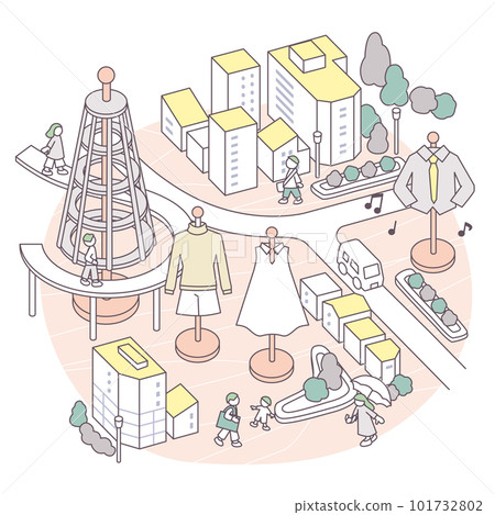 服裝設計和田園詩般的城市景觀白天 服裝設計和田園詩般的城市景觀白天 101732802