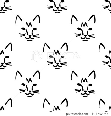 Seamless pattern with cat head illustration in Seamless pattern with cat head illustration in 101732943