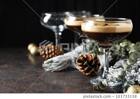 Espresso martini cocktail, delicious alcohol drink, space for text 101733138