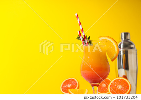 Orange cocktail, concept of fresh delicious summer citrus cocktail Orange cocktail, concept of fresh delicious summer citrus cocktail 101733204