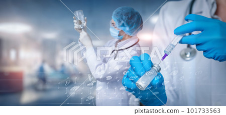 Treatment in the hospital with injections. 101733563