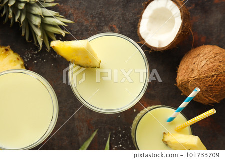 Fresh summer cocktail - Pina colada, fresh summer drink concept Fresh summer cocktail - Pina colada, fresh summer drink concept 101733709