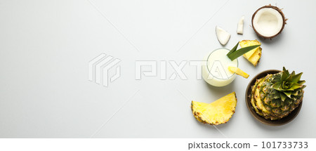 Fresh summer cocktail - Pina colada, fresh summer drink concept 101733733