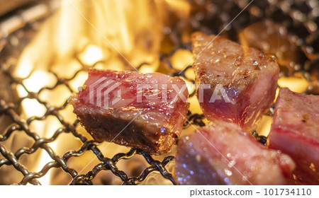 Juicy high-end charcoal-grilled yakiniku Yakiniku Yakiniku BBQ Wagyu beef 101734110