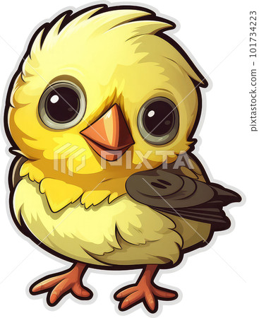 Funny and cute bird transparency sticker, American Goldfinch. 101734223