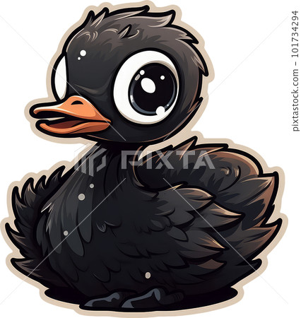 Funny and cute bird transparency sticker, Black Swan. 101734294