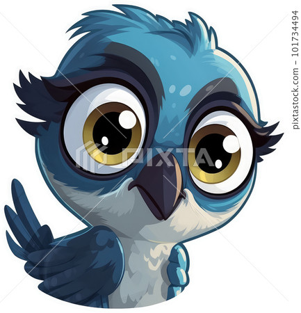 Funny and cute bird transparency sticker, Blue Jay. Funny and cute bird transparency sticker, Blue Jay. 101734494