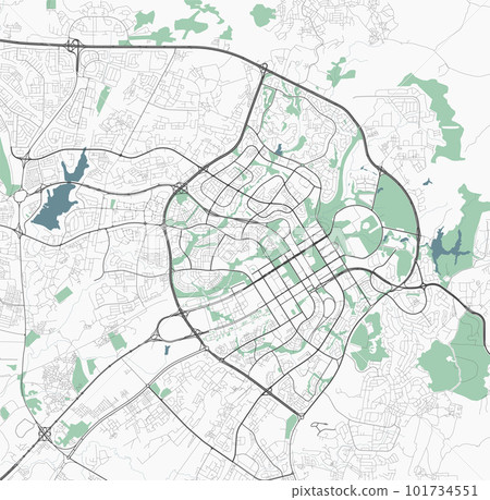 Abuja map, capital city of Nigeria. Municipal administrative area map with rivers and roads, parks and railways. Abuja map, capital city of Nigeria. Municipal administrative area map with rivers and roads, parks and railways. 101734551