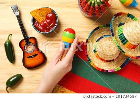 Composition for Cinco de Mayo concept, top view 101734587