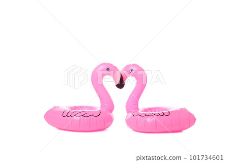 Rubber ring flamingos isolated on white background Rubber ring flamingos isolated on white background 101734601