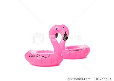 Rubber ring flamingos isolated on white background Rubber ring flamingos isolated on white background 101734603