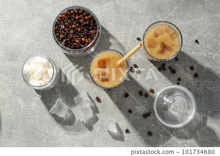 Cold drink for refreshing - ice coffee. Fresh summer drink 101734680