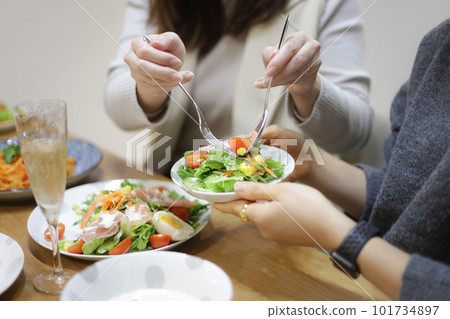 woman sharing a meal 101734897