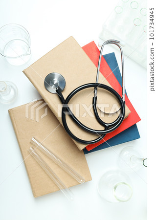 Medical literature - composition with books, top view Medical literature - composition with books, top view 101734945