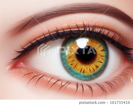 A close-up of a person's eye, a hyperrealistic painting. Generative AI. 101735410