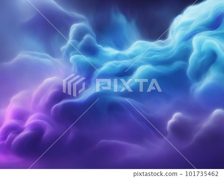 Abstract art background with free space in shades of blue, purple, and luminous fog. Generative AI. 101735462