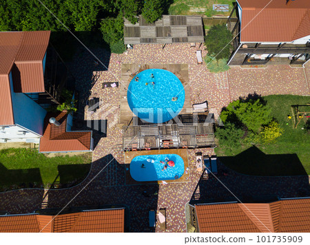 top view of the rooftops of Typical buildings for a hotel or guest house top view of the rooftops of Typical buildings for a hotel or guest house 101735909