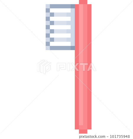 Pixel illustration of a pink toothbrush 101735948