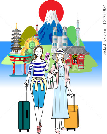 參觀日本旅遊景點的女遊客 101735984