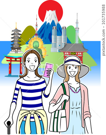 Female tourist visiting tourist attractions in Japan Female tourist visiting tourist attractions in Japan 101735988