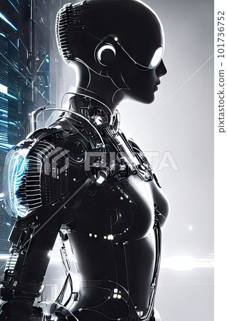 Cyber android robot woman. Generative AI Cyber android robot woman. Generative AI 101736752