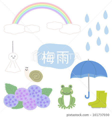 Set of rainy season illustrations Set of rainy season illustrations 101737030