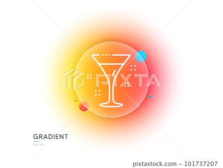 Cocktail glass line icon. Gradient blur button with glassmorphism. Martini drink sign. Hotel service symbol. Transparent glass design. Cocktail line icon. Vector 101737207