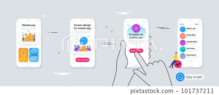 Outline set of Refill water, World water and Mocha line icons for web application. Phone ui interface. Include Cognac bottle, Potato, Coffee maker icons. Vector Outline set of Refill water, World water and Mocha line icons for web application. Phone ui interface. Include Cognac bottle, Potato, Coffee maker icons. Vector 101737211