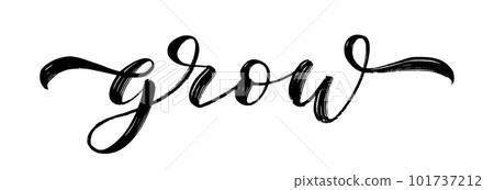 GROW word hand drawn brush calligraphy. Black text grow on white background. Vector illustration GROW word hand drawn brush calligraphy. Black text grow on white background. Vector illustration 101737212