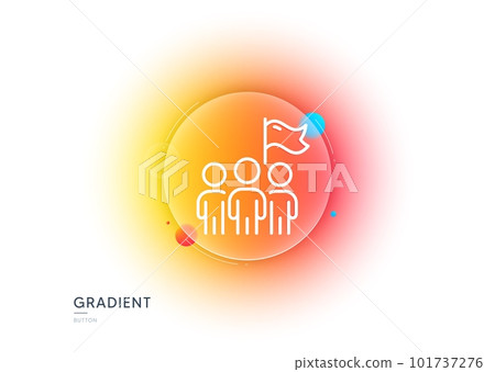 Leadership line icon. Gradient blur button with glassmorphism. Success flag sign. Teamwork symbol. Transparent glass design. Leadership line icon. Vector 101737276