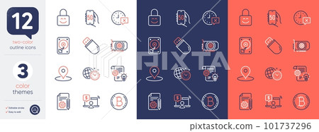 Set of Bitcoin, Online shopping and 5g internet line icons. Include Cogwheel, Documentation, Lock icons. Time management, Gpu, Time web elements. Usb stick, Pin, Hdd. For web, application. Vector Set of Bitcoin, Online shopping and 5g internet line icons. Include Cogwheel, Documentation, Lock icons. Time management, Gpu, Time web elements. Usb stick, Pin, Hdd. For web, application. Vector 101737296