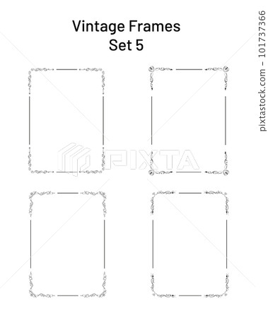 Rectangular vertical frames with corner flourishes. Editable tem 101737366