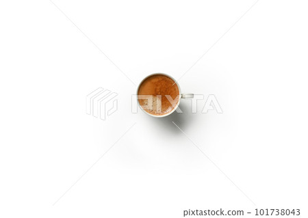 Top view a cup of black coffee isolated on white background with clipping path 101738043