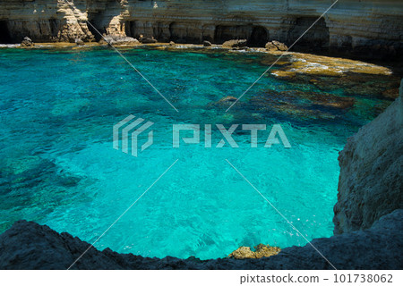 Sea caves near Ayia Napa, Mediterranean sea coast, Cyprus 101738062