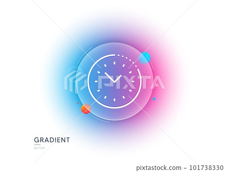 Time management line icon. Gradient blur button with glassmorphism. Clock sign. Watch symbol. Transparent glass design. Time management line icon. Vector Time management line icon. Gradient blur button with glassmorphism. Clock sign. Watch symbol. Transparent glass design. Time management line icon. Vector 101738330