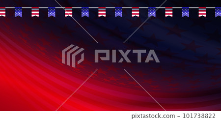 Abstract background with stars, America flag silhouette, isolated garland Abstract background with stars, America flag silhouette, isolated garland 101738822